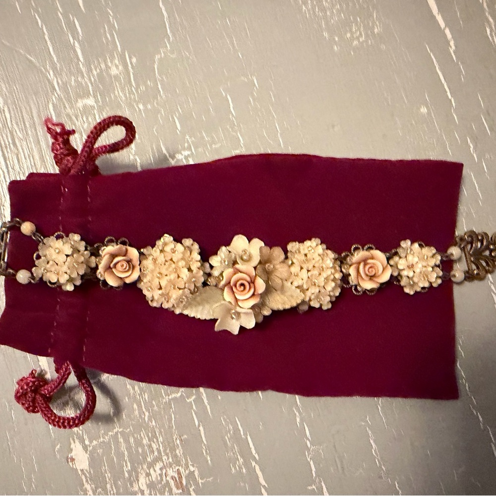 Colleen Toland Floral Resin Rose Link Bracelet - Cream